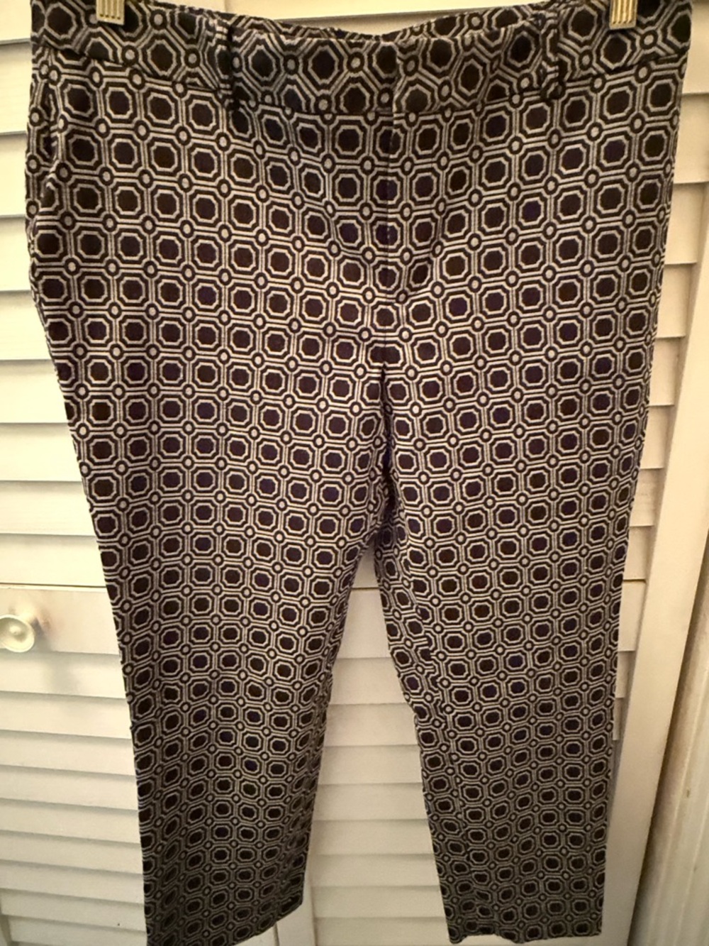 Geometric Retro Design Straight-Leg Pants - Black & Cream